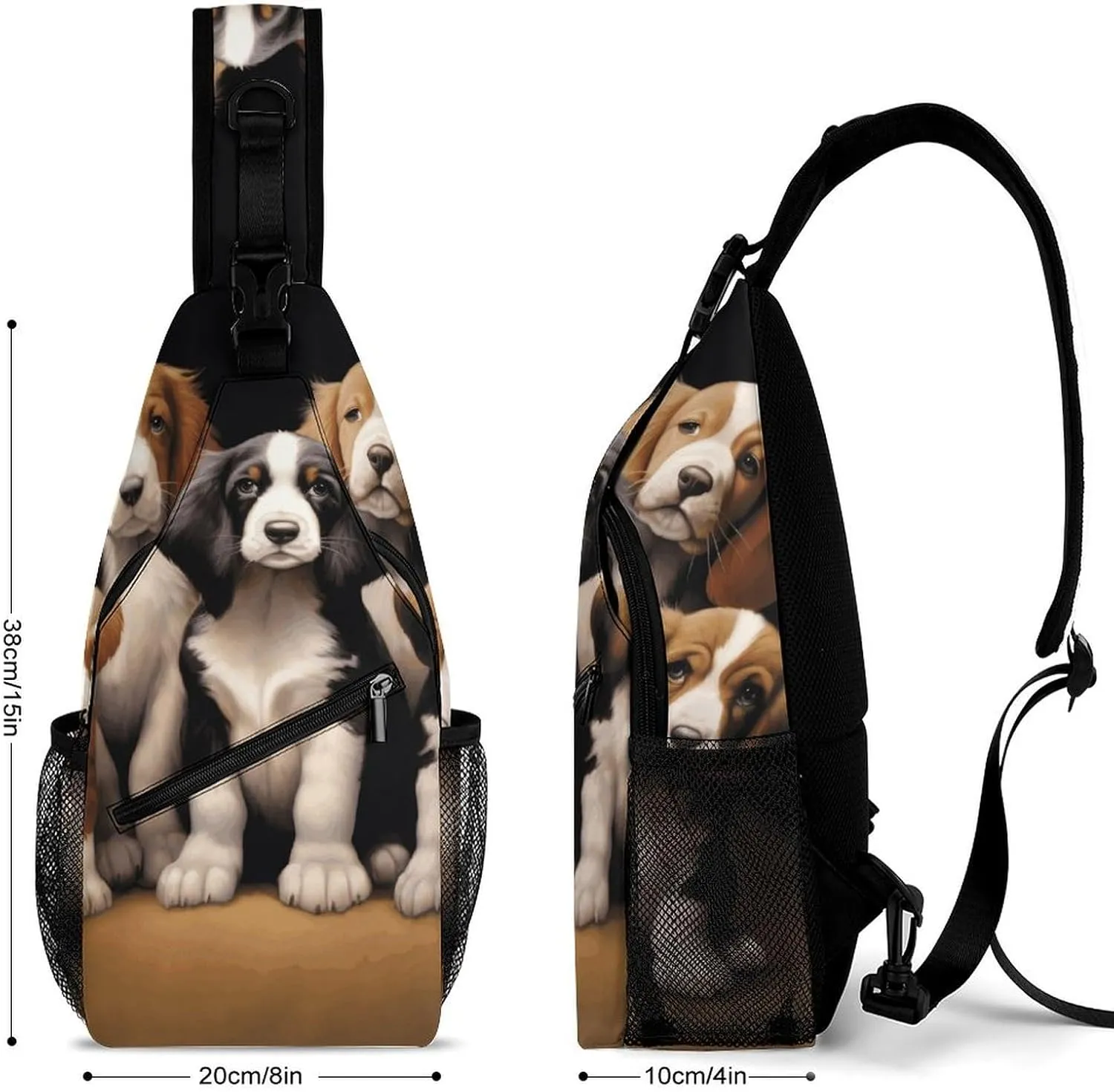 Crossbody Sling Bag Cute Dogs Backpack Sling Bag Travel Hiking Chest Bag Shoulder Bag Daypack