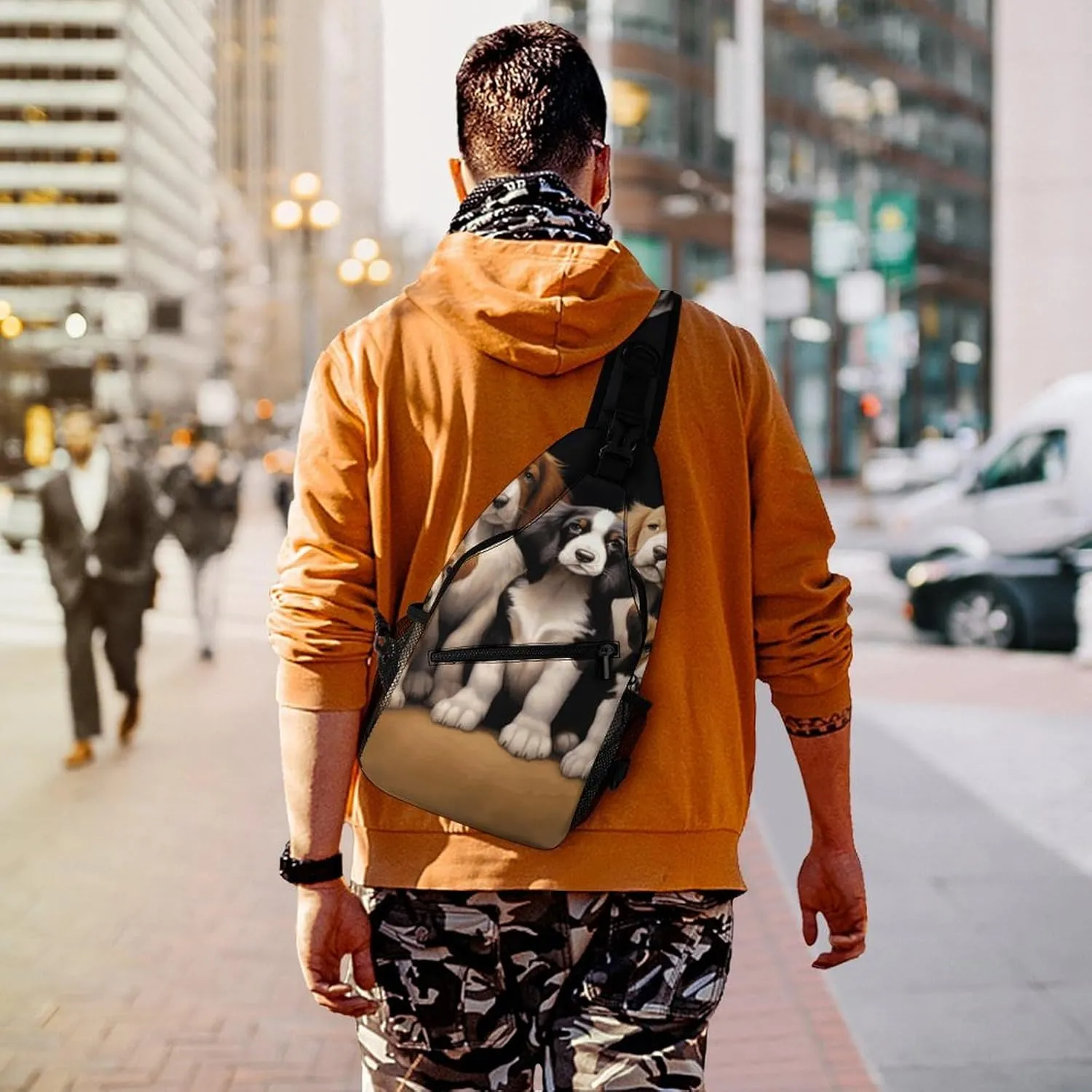 Crossbody Sling Bag Cute Dogs Backpack Sling Bag Travel Hiking Chest Bag Shoulder Bag Daypack