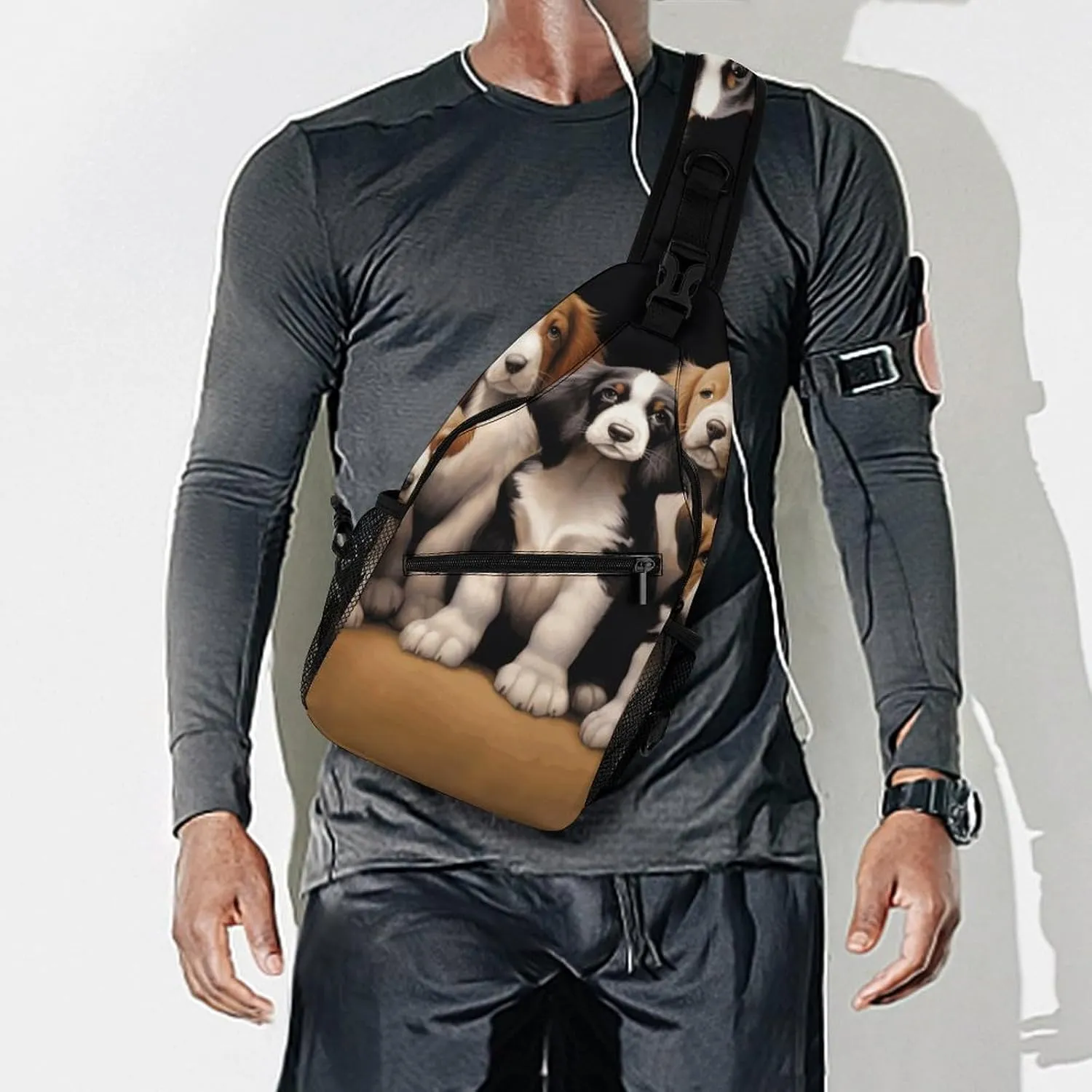 Crossbody Sling Bag Cute Dogs Backpack Sling Bag Travel Hiking Chest Bag Shoulder Bag Daypack