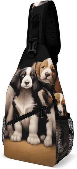 Crossbody Sling Bag Cute Dogs Backpack Sling Bag Travel Hiking Chest Bag Shoulder Bag Daypack