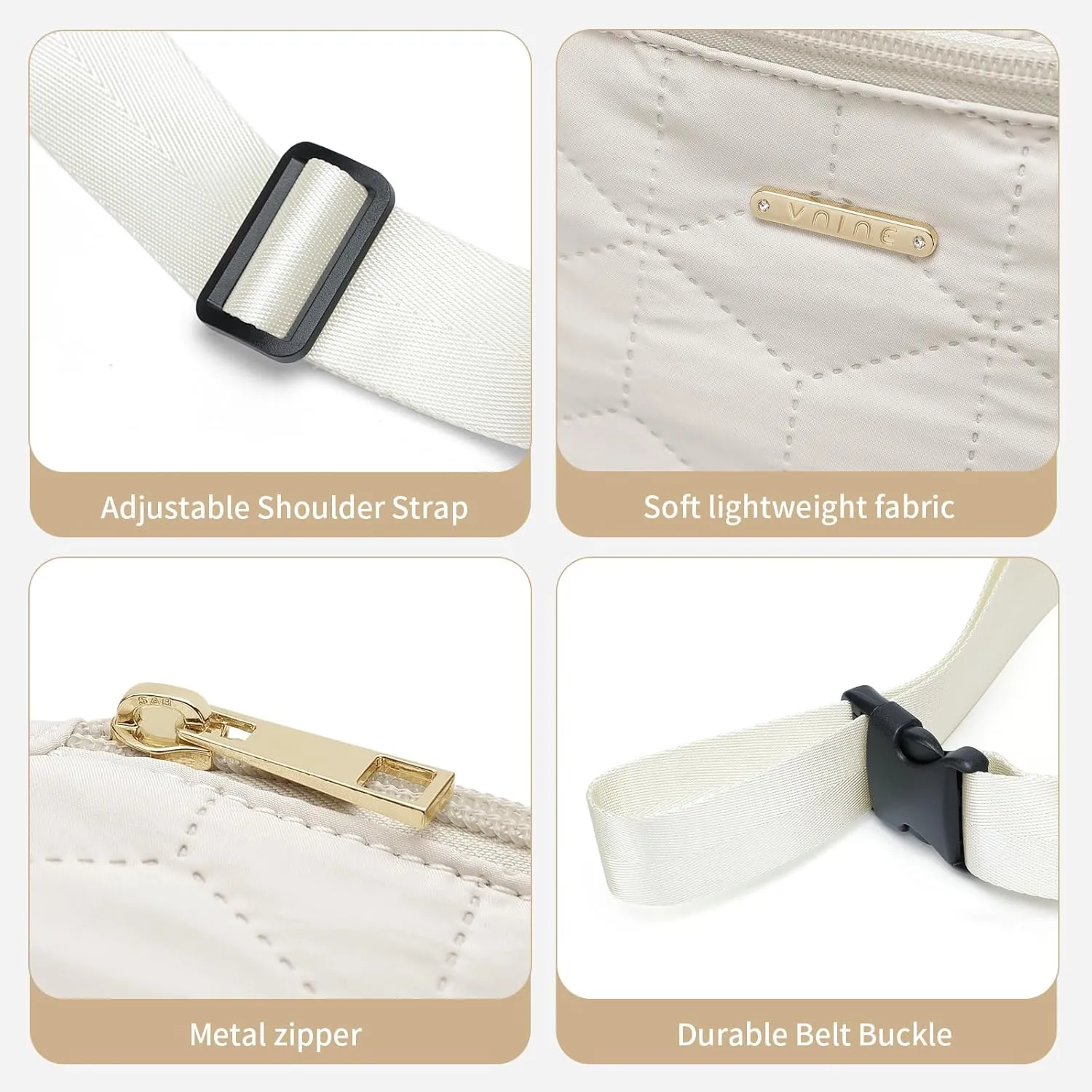 Crossbody Sling Bag for Women，Large Capacity Crossbody Chest Bag with Adjustable Shoulder Strap Fashion Shoulder Bags for Ladies Water-resistant Sling Backpack for Travel Work Outdoors, Beige
