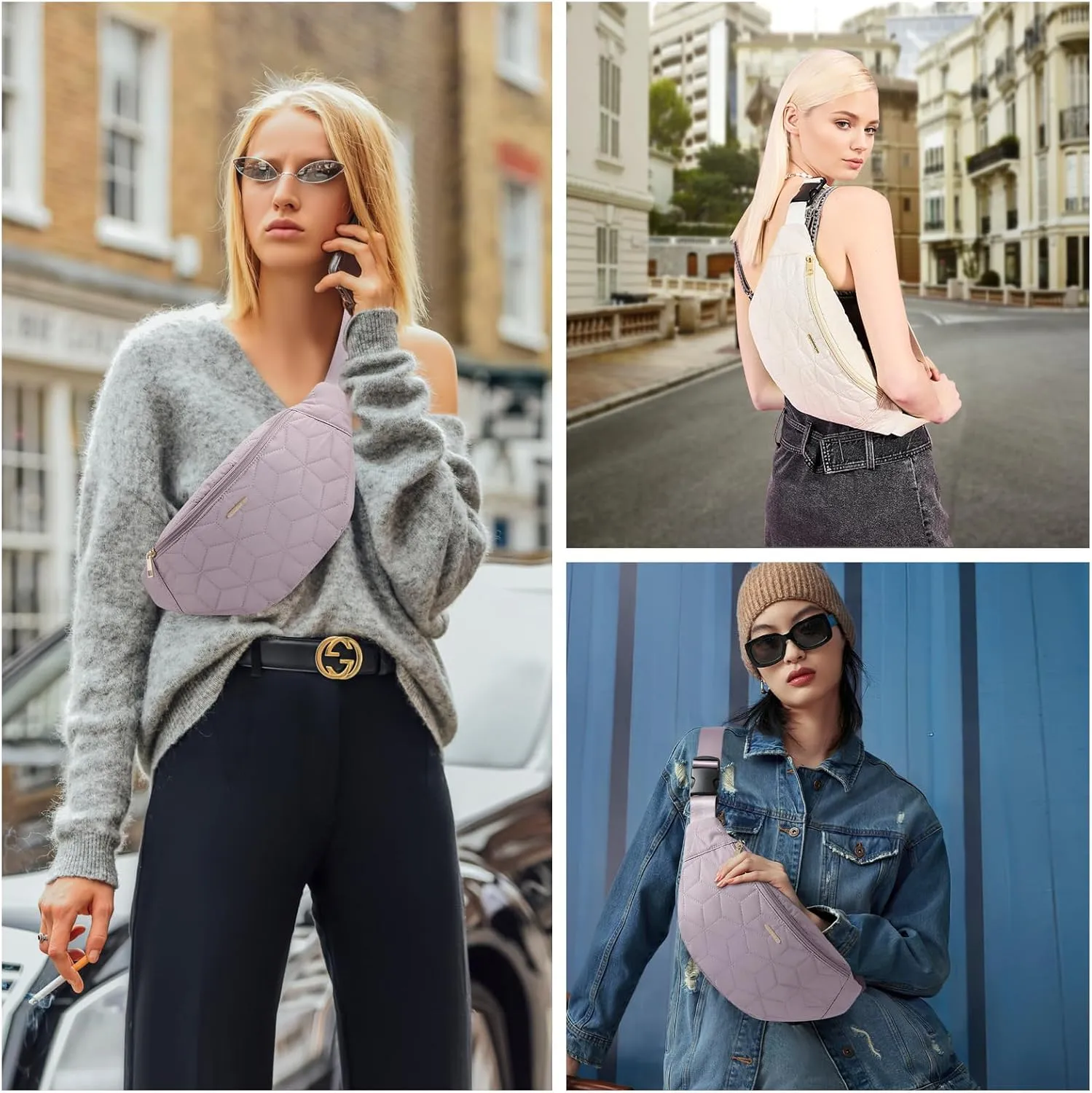 Crossbody Sling Bag for Women，Large Capacity Crossbody Chest Bag with Adjustable Shoulder Strap Fashion Shoulder Bags for Ladies Water-resistant Sling Backpack for Travel Work Outdoors, Beige