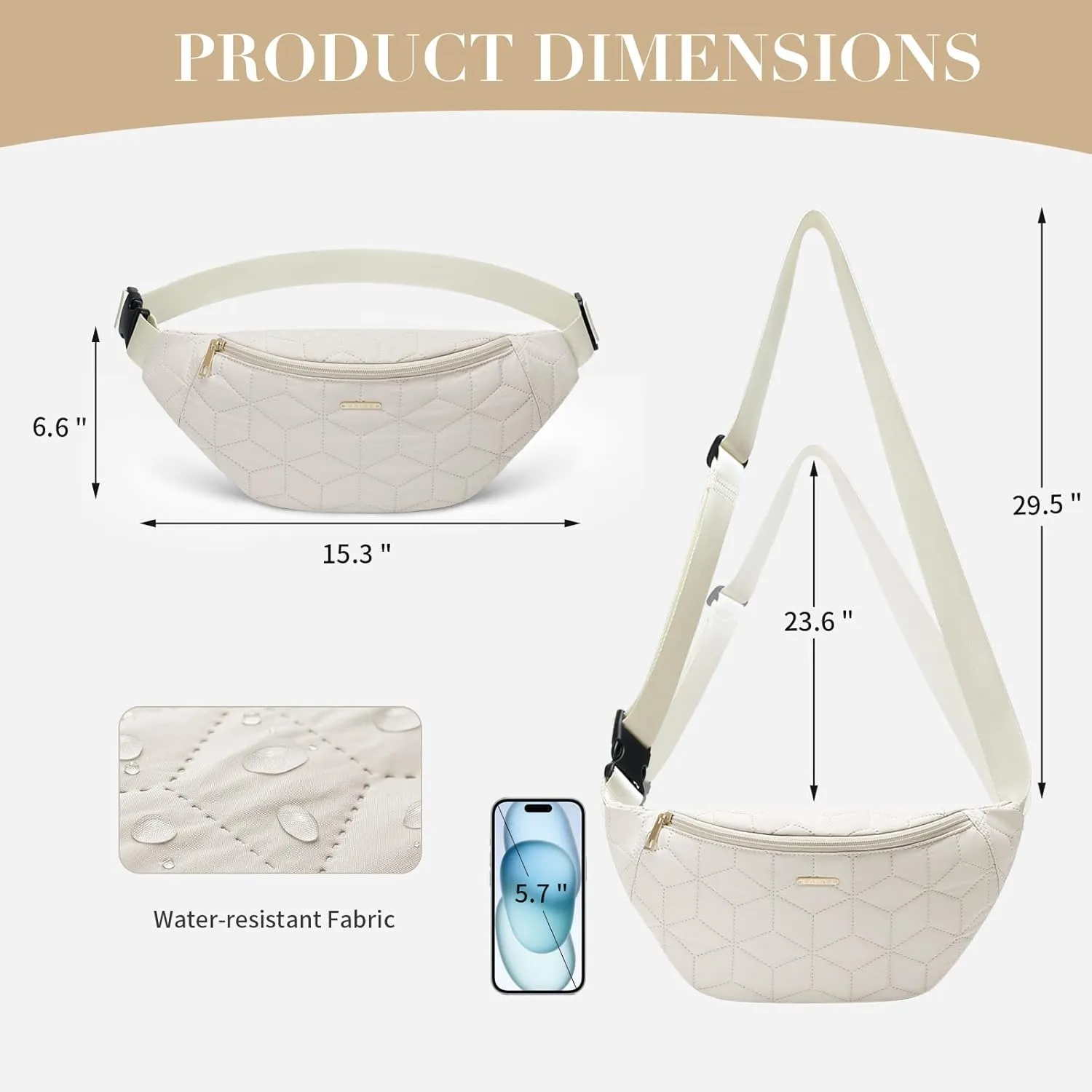 Crossbody Sling Bag for Women，Large Capacity Crossbody Chest Bag with Adjustable Shoulder Strap Fashion Shoulder Bags for Ladies Water-resistant Sling Backpack for Travel Work Outdoors, Beige