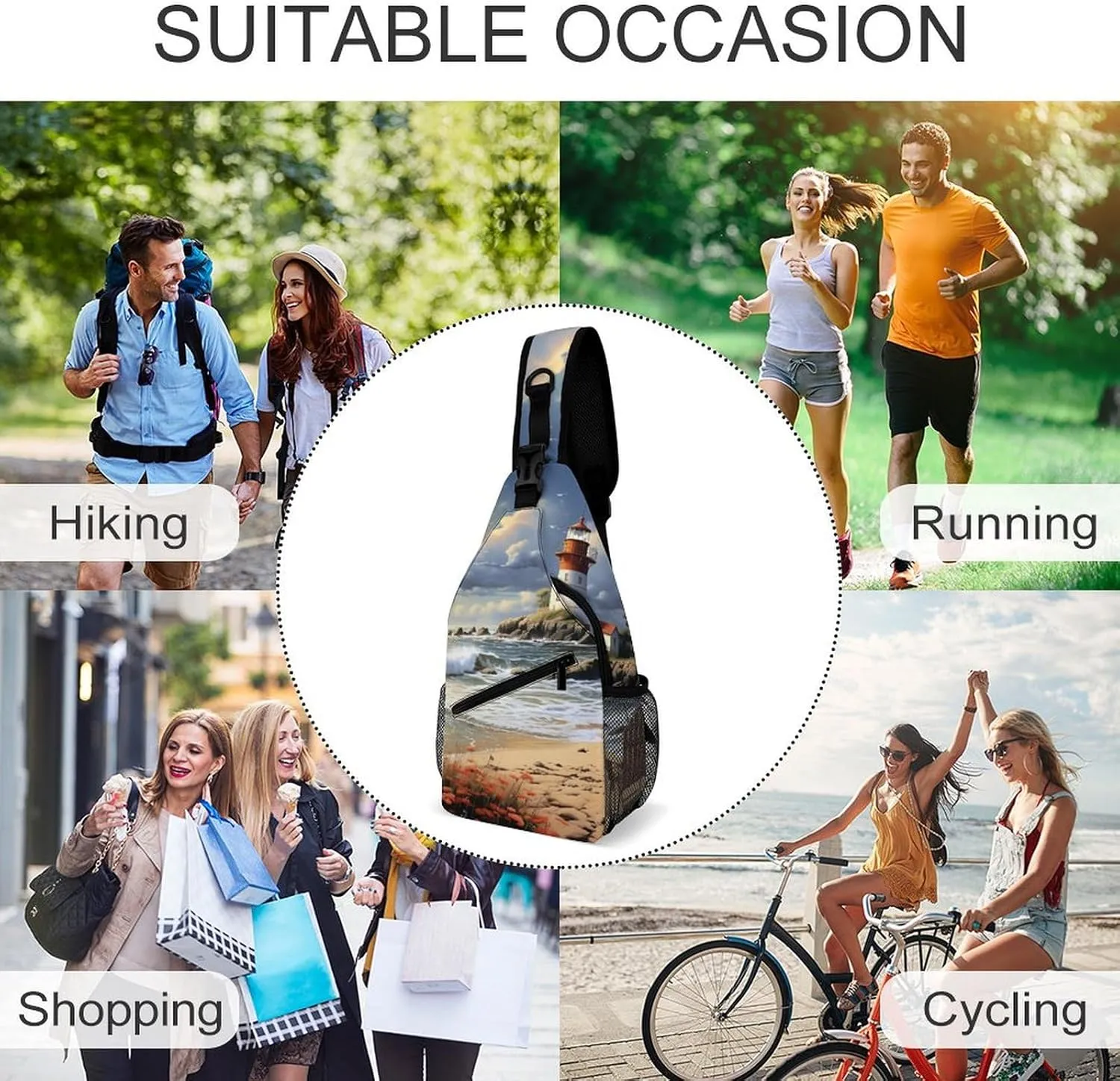 Crossbody Sling Bag Guitar Backpack Sling Bag Travel Hiking Chest Bag Shoulder Bag Daypack