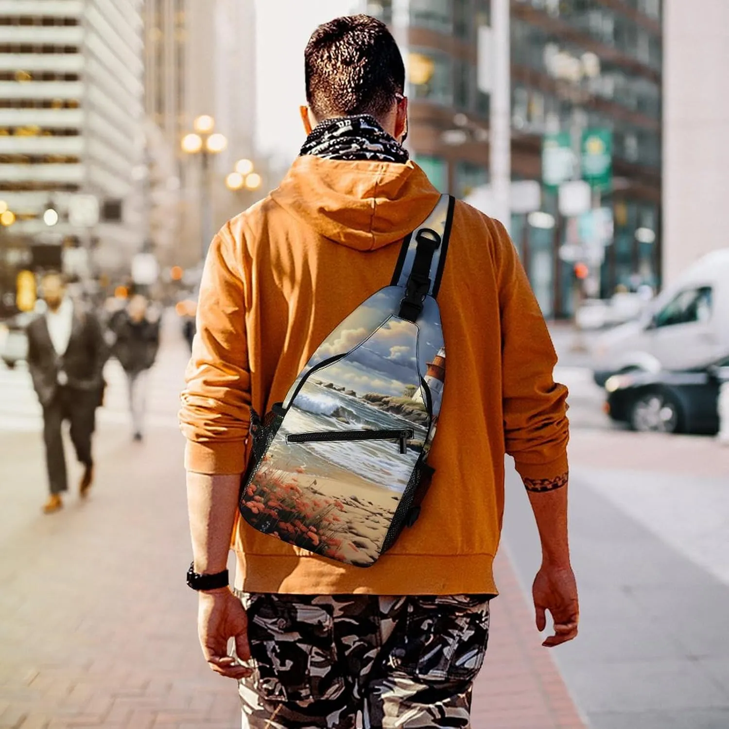 Crossbody Sling Bag Guitar Backpack Sling Bag Travel Hiking Chest Bag Shoulder Bag Daypack