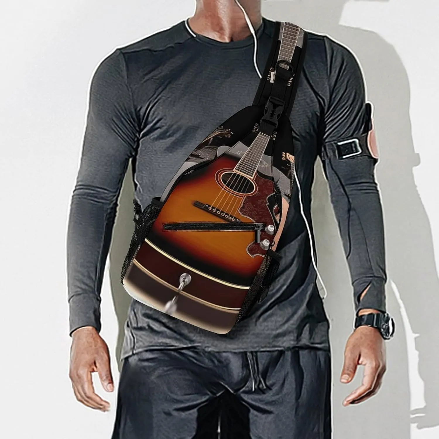 Crossbody Sling Bag Guitar Backpack Sling Bag Travel Hiking Chest Bag Shoulder Bag Daypack