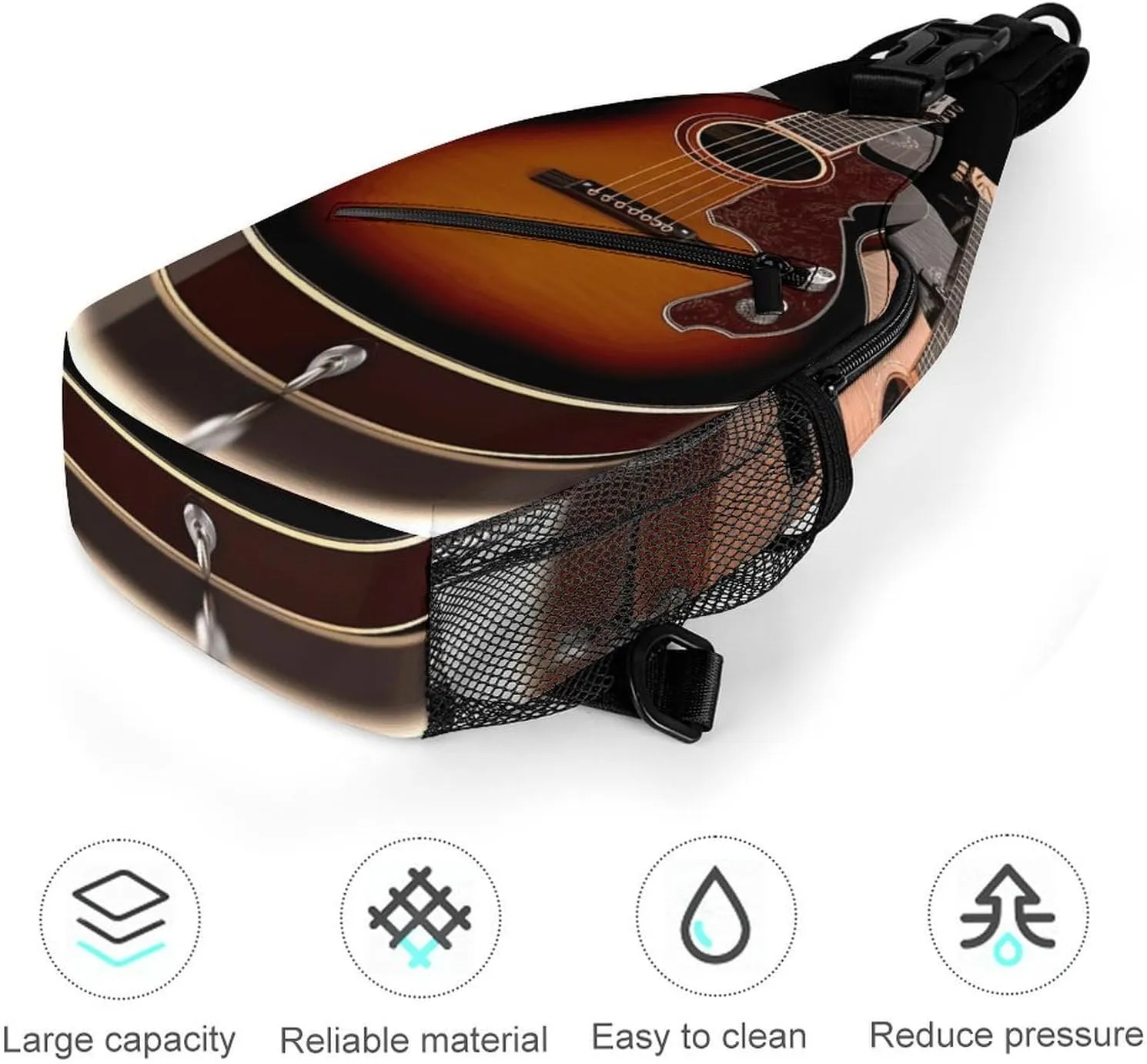 Crossbody Sling Bag Guitar Backpack Sling Bag Travel Hiking Chest Bag Shoulder Bag Daypack