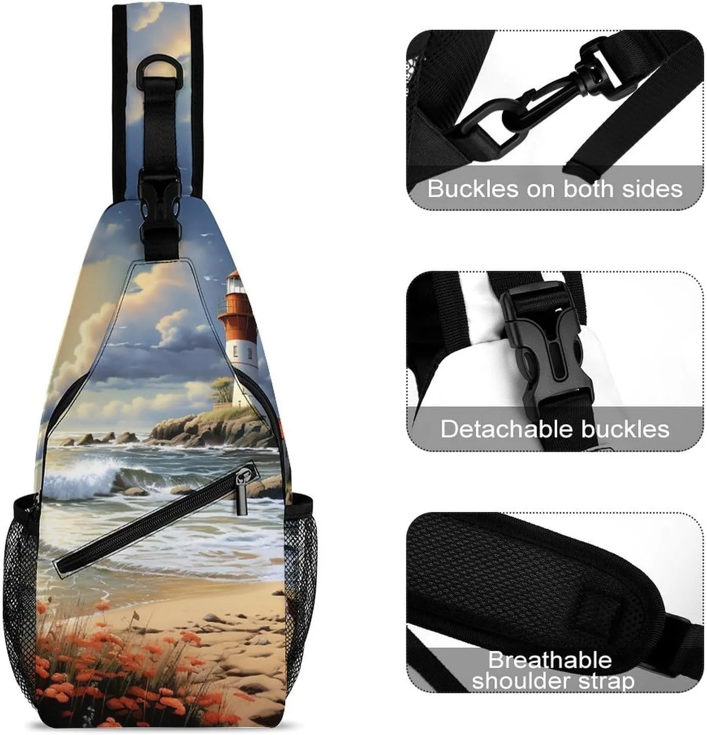 Crossbody Sling Bag Guitar Backpack Sling Bag Travel Hiking Chest Bag Shoulder Bag Daypack