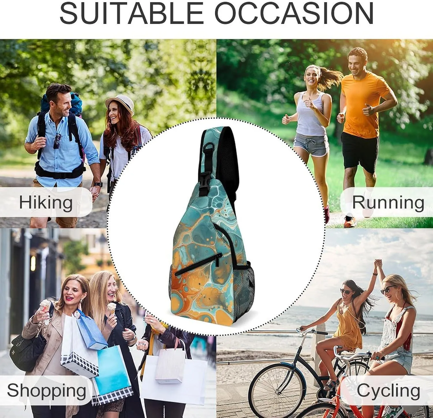 Crossbody Sling Bag Snow Mountain Penguin Backpack Sling Bag Travel Hiking Chest Bag Shoulder Bag Daypack