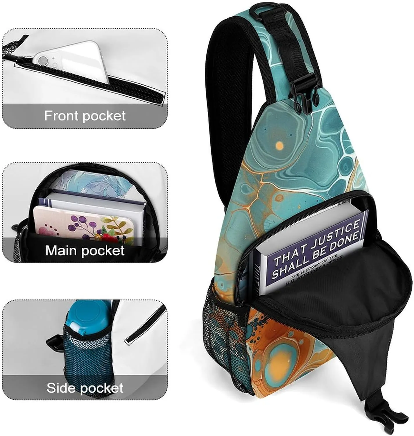 Crossbody Sling Bag Snow Mountain Penguin Backpack Sling Bag Travel Hiking Chest Bag Shoulder Bag Daypack