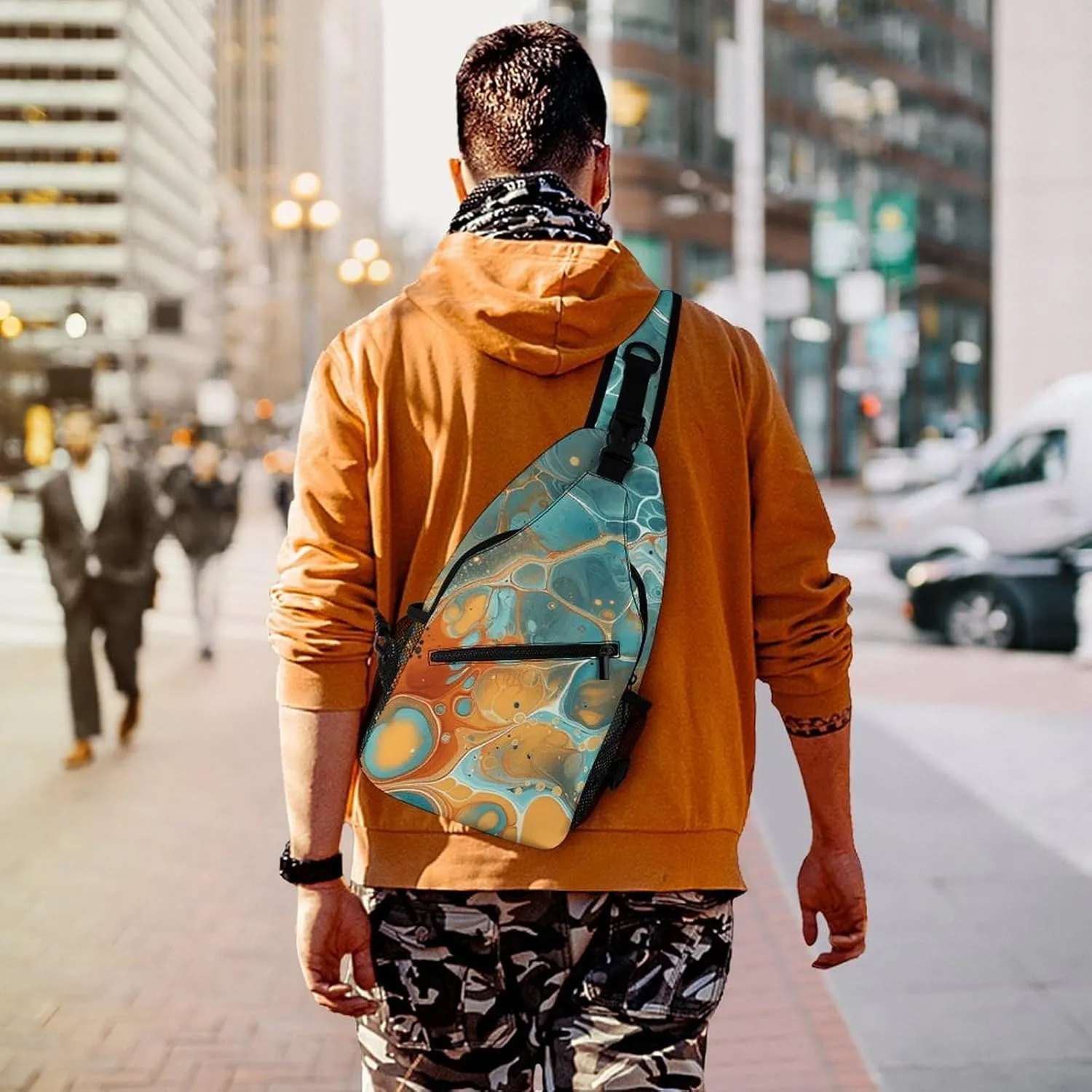 Crossbody Sling Bag Snow Mountain Penguin Backpack Sling Bag Travel Hiking Chest Bag Shoulder Bag Daypack