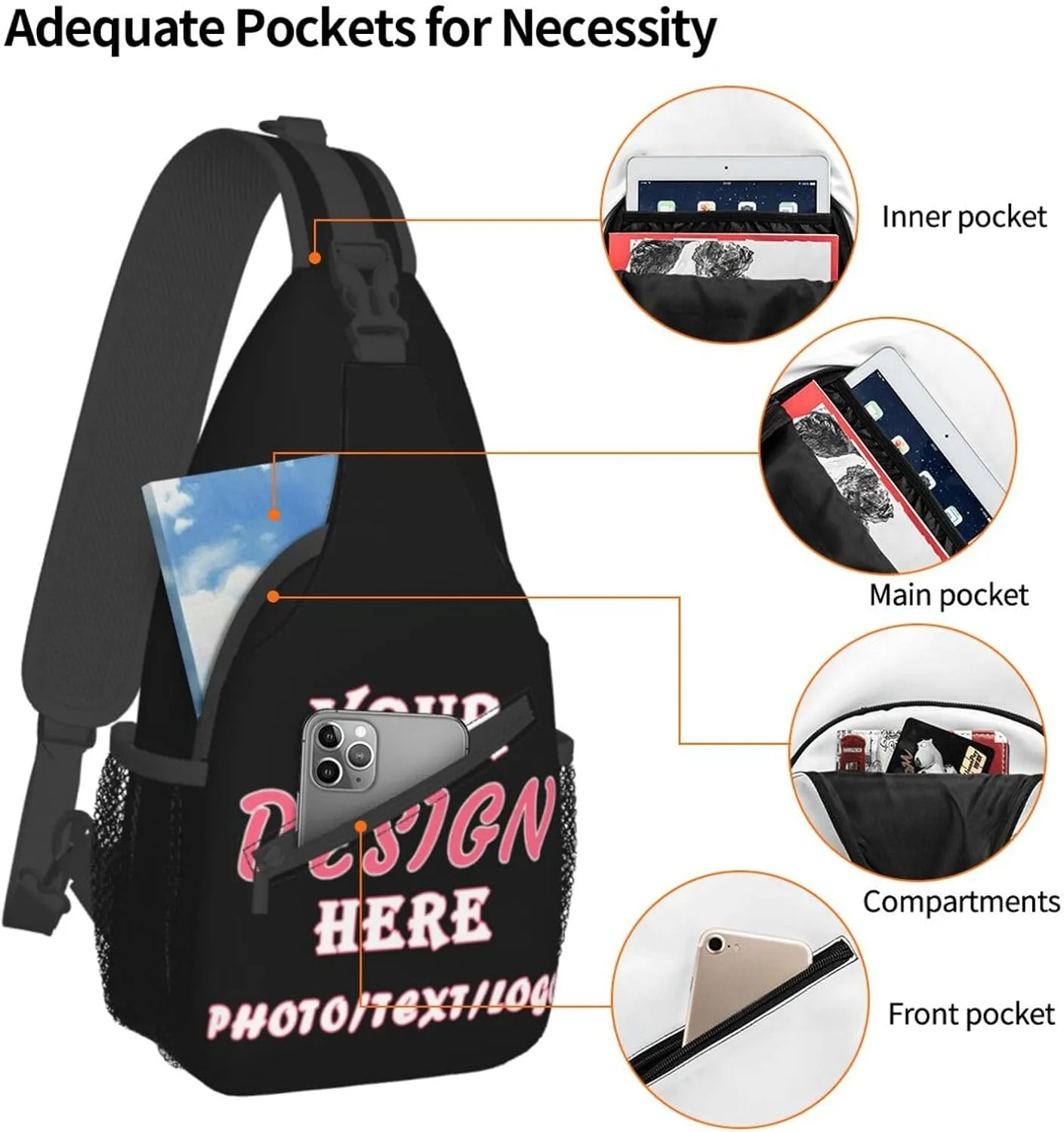 Custom Sling Bag,Personalized Sling Bag With Image Text,Crossbody Bags Sling Bags Fanny Pack For Men Women