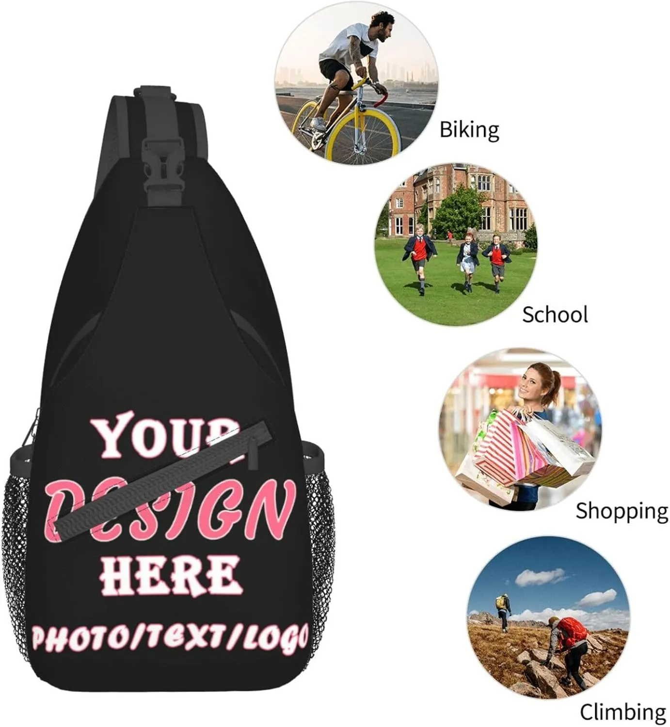 Custom Sling Bag,Personalized Sling Bag With Image Text,Crossbody Bags Sling Bags Fanny Pack For Men Women