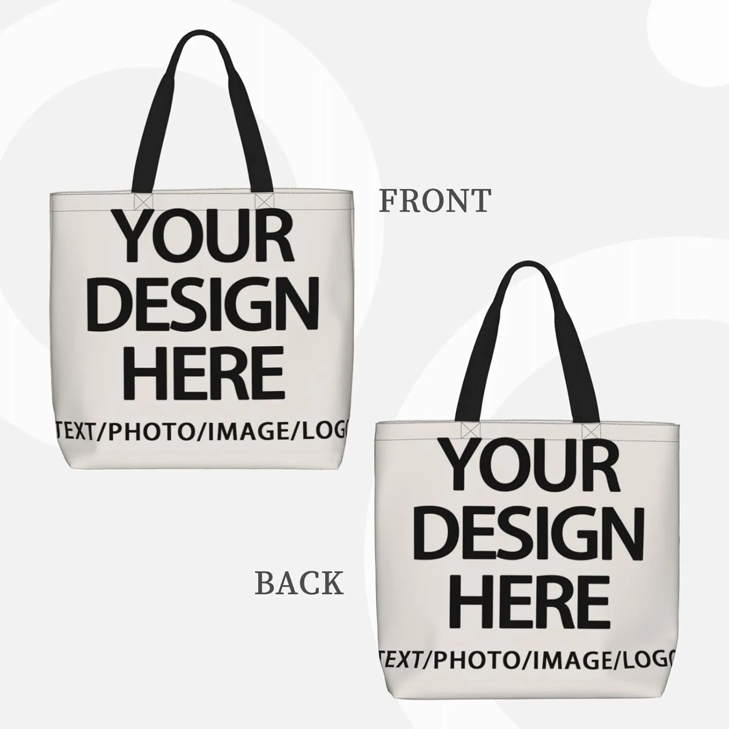 Custom Tote Bag Design Your Own Text/Photo/Logo Printed, Personalized Shoulder Handbag Large Capacity for Men/Women