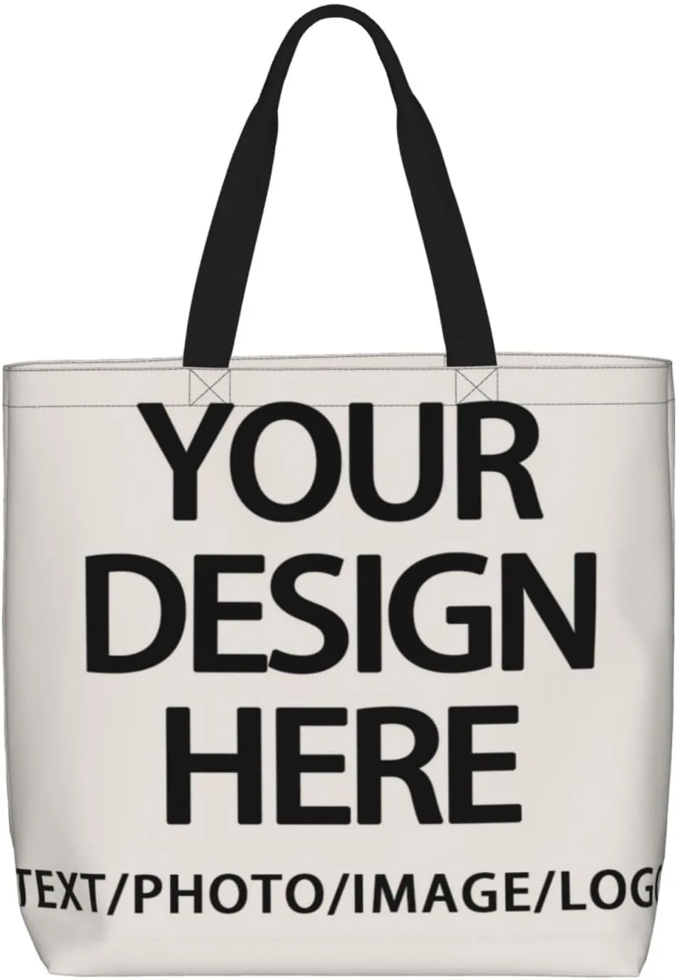 Custom Tote Bag Design Your Own Text/Photo/Logo Printed, Personalized Shoulder Handbag Large Capacity for Men/Women
