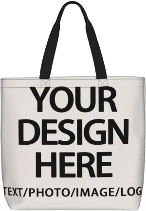 Custom Tote Bag Design Your Own Text/Photo/Logo Printed, Personalized Shoulder Handbag Large Capacity for Men/Women