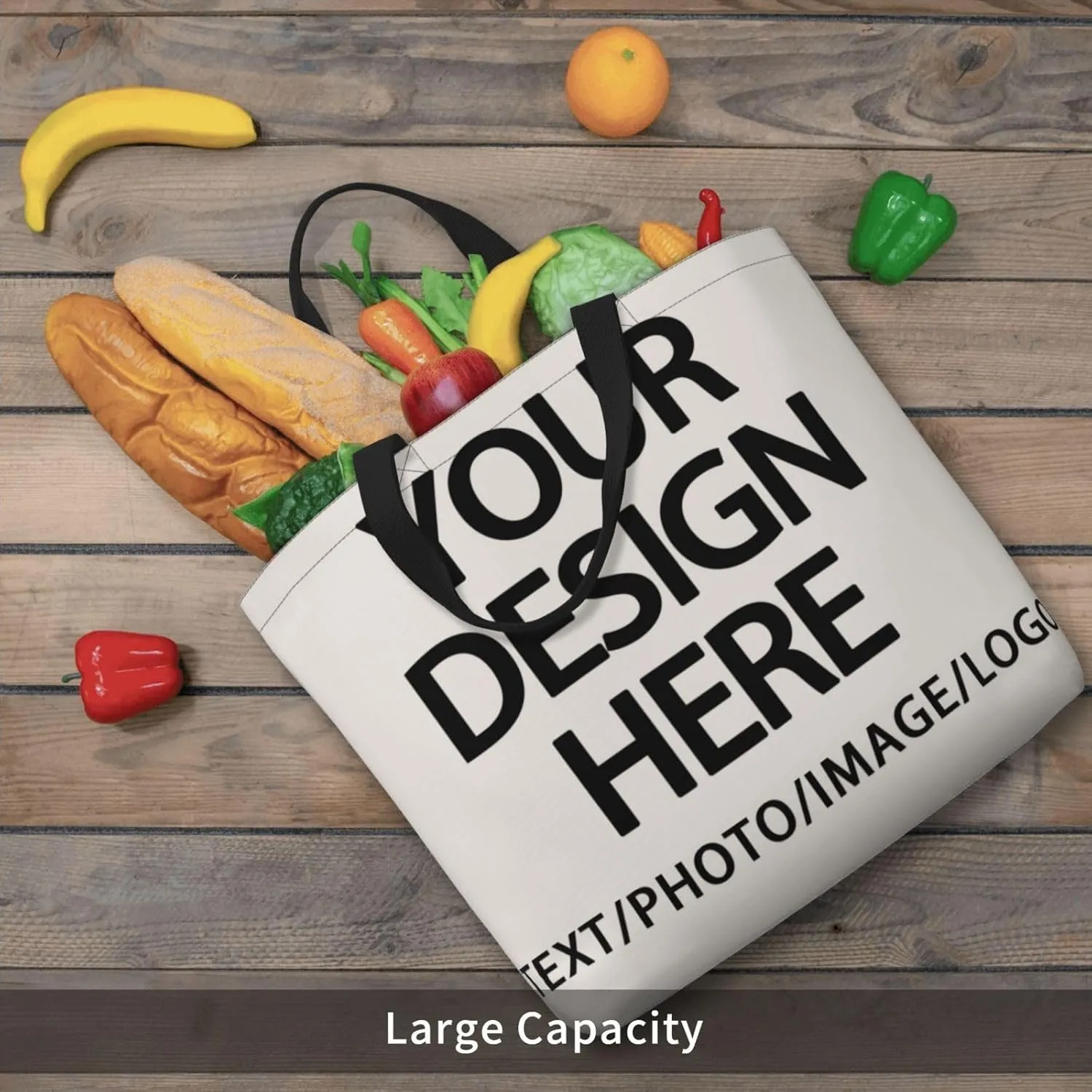 Custom Tote Bag Design Your Own Text/Photo/Logo Printed, Personalized Shoulder Handbag Large Capacity for Men/Women