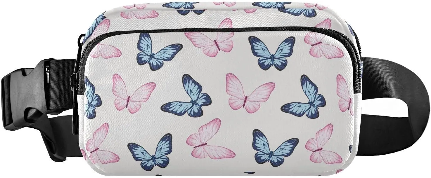 Cute Butterflies Fanny Pack Crossbody Bag for Men Women Belt Bag Bum Bag with Adjustable Strap, Fashion Waist Packs for Travel Running Workout