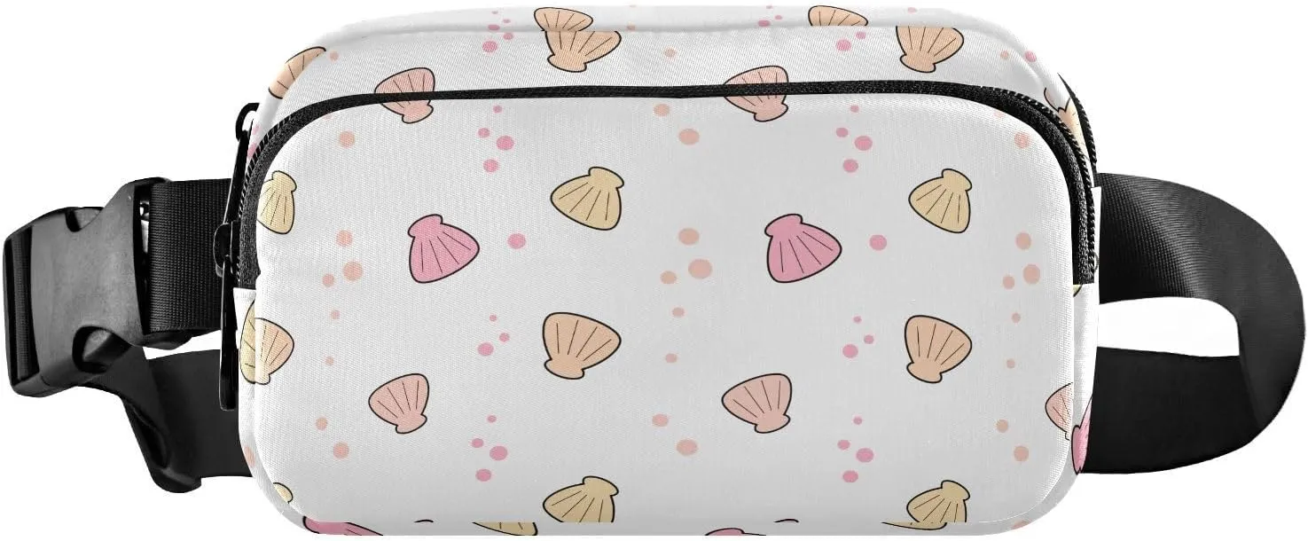 Cute Colorful Seashell Fanny Pack Crossbody Bag for Men Women Belt Bag Bum Bag with Adjustable Strap, Fashion Waist Packs for Travel Running Workout