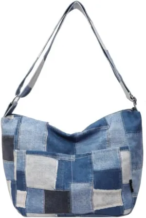 Cute Denim Crossbody Bag for Women, Aesthetic Shoulder Handbags Casual Grunge Y2K Bag Fashion for Women Ladie Trendy (blue)