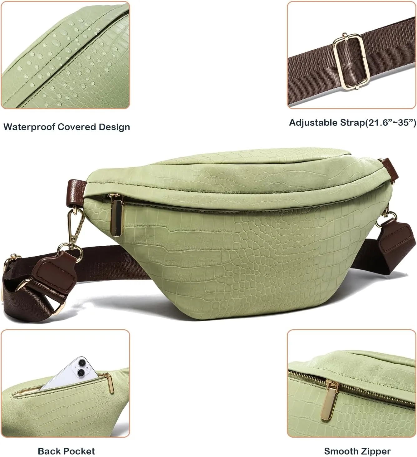 Cute Fanny Packs for Women，Waist Belt Bag Purse for Women. Vegan Leather Women's Fanny Pack