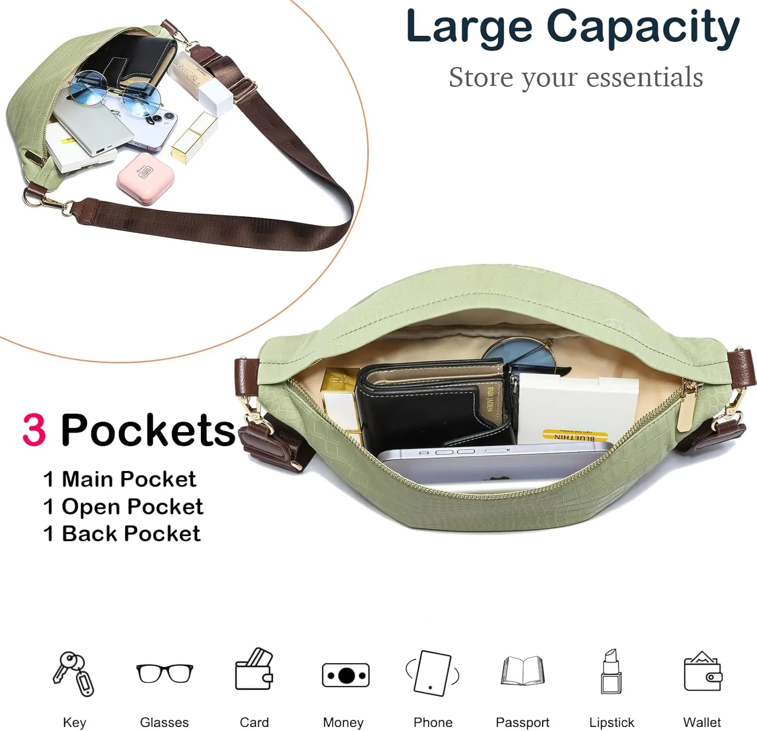 Cute Fanny Packs for Women，Waist Belt Bag Purse for Women. Vegan Leather Women's Fanny Pack