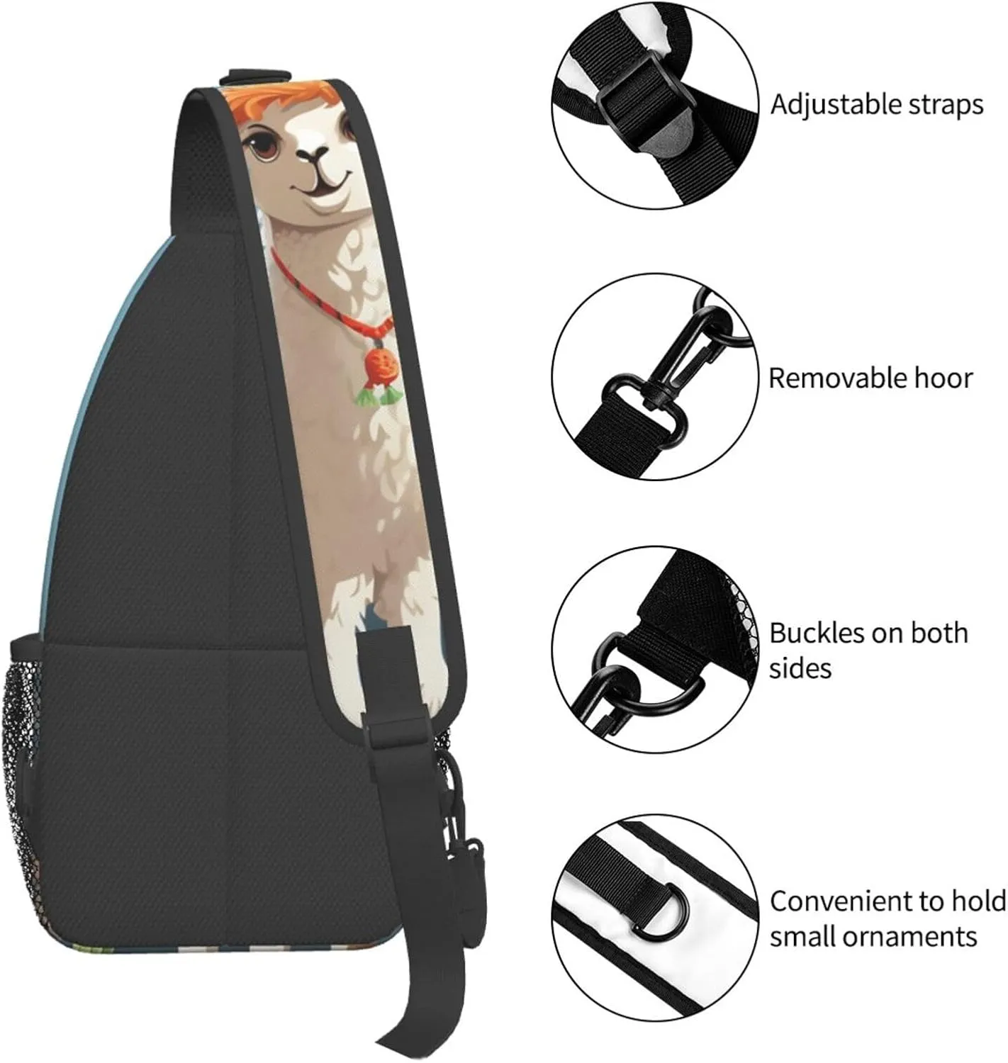 Cute Llama Sling Bag Backpack For Men Cross Chest Bag Crossbody Shoulder Bag Travel Hiking Daypack