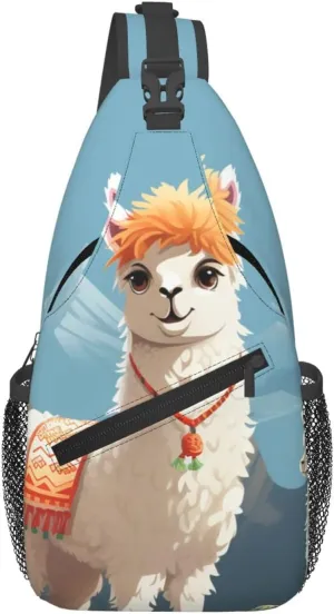 Cute Llama Sling Bag Backpack For Men Cross Chest Bag Crossbody Shoulder Bag Travel Hiking Daypack