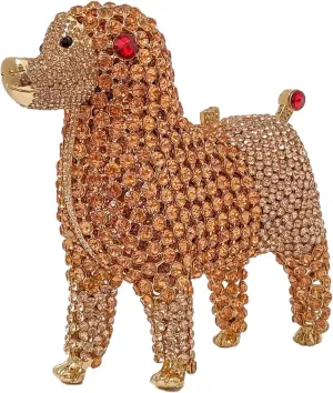 Cute Poodle Evening Bag Dog Rhinestone Purse Animal Crystal Clutch for Party Wedding Prom Handbag