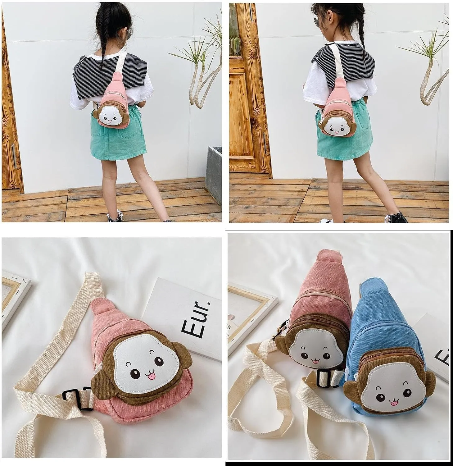 Cute Sling Bag Small Chest Bag Cartoon Monkey Sling Daypack Cute Cossbody Sling Bag Coin Purse Small Cute Purse Fanny Pack