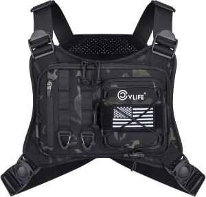 CVLIFE Outdoor Chest Bag for Men, Sports Chest Pack for Running, Lightweight EDC Bag with Extra Storage