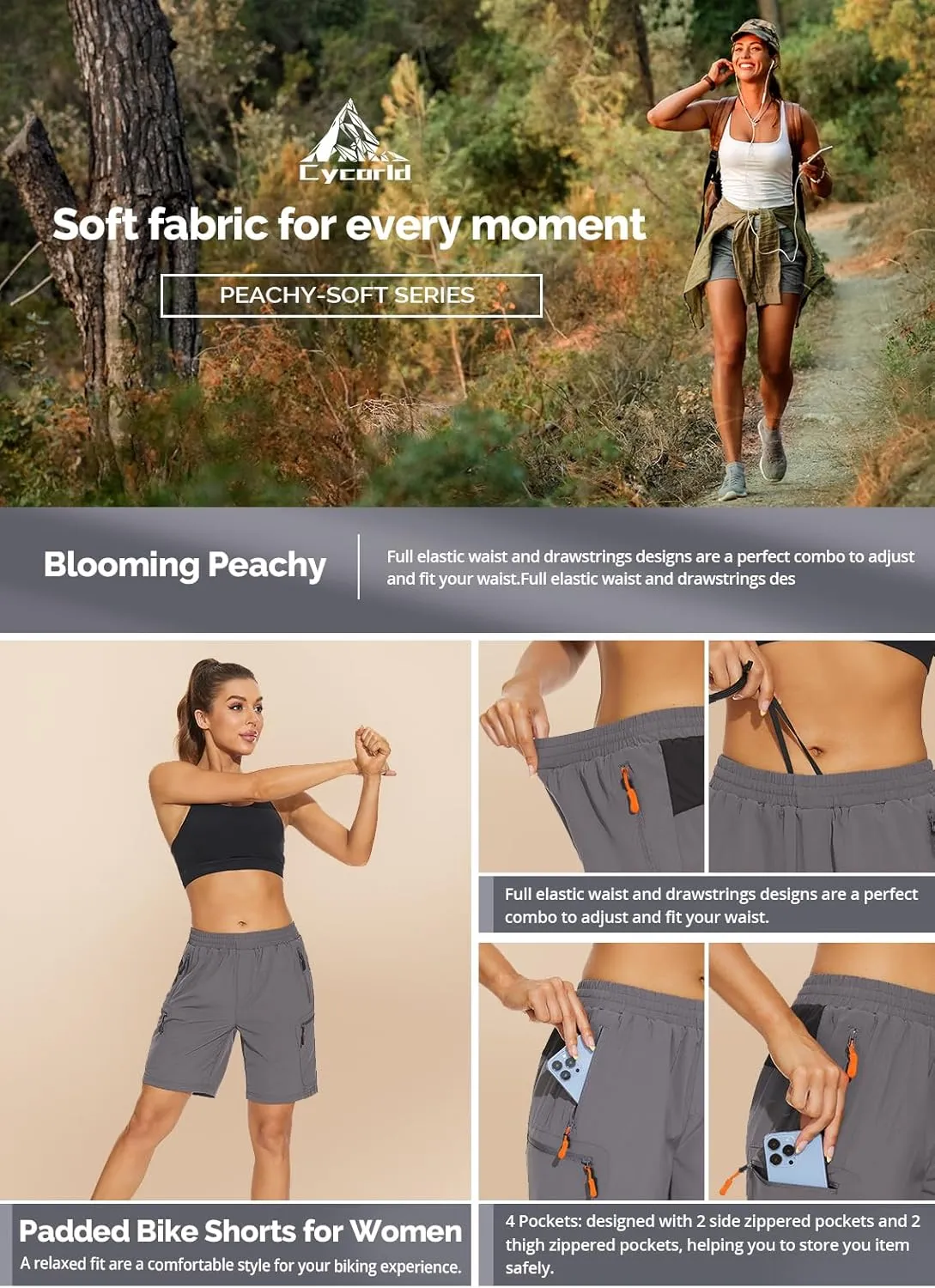 Cycorld Women's-Mountain-Bike-Shorts, Cycling Padded Biking Shorts with Pocket