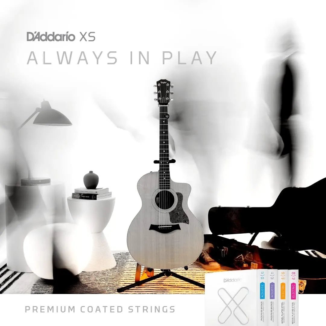 D'Addario Acoustic Guitar Strings, XS 80/20 Bronze Coated, XSABR1356-3P, Medium Gauge 13-56, 6-String Set, Pack of 3