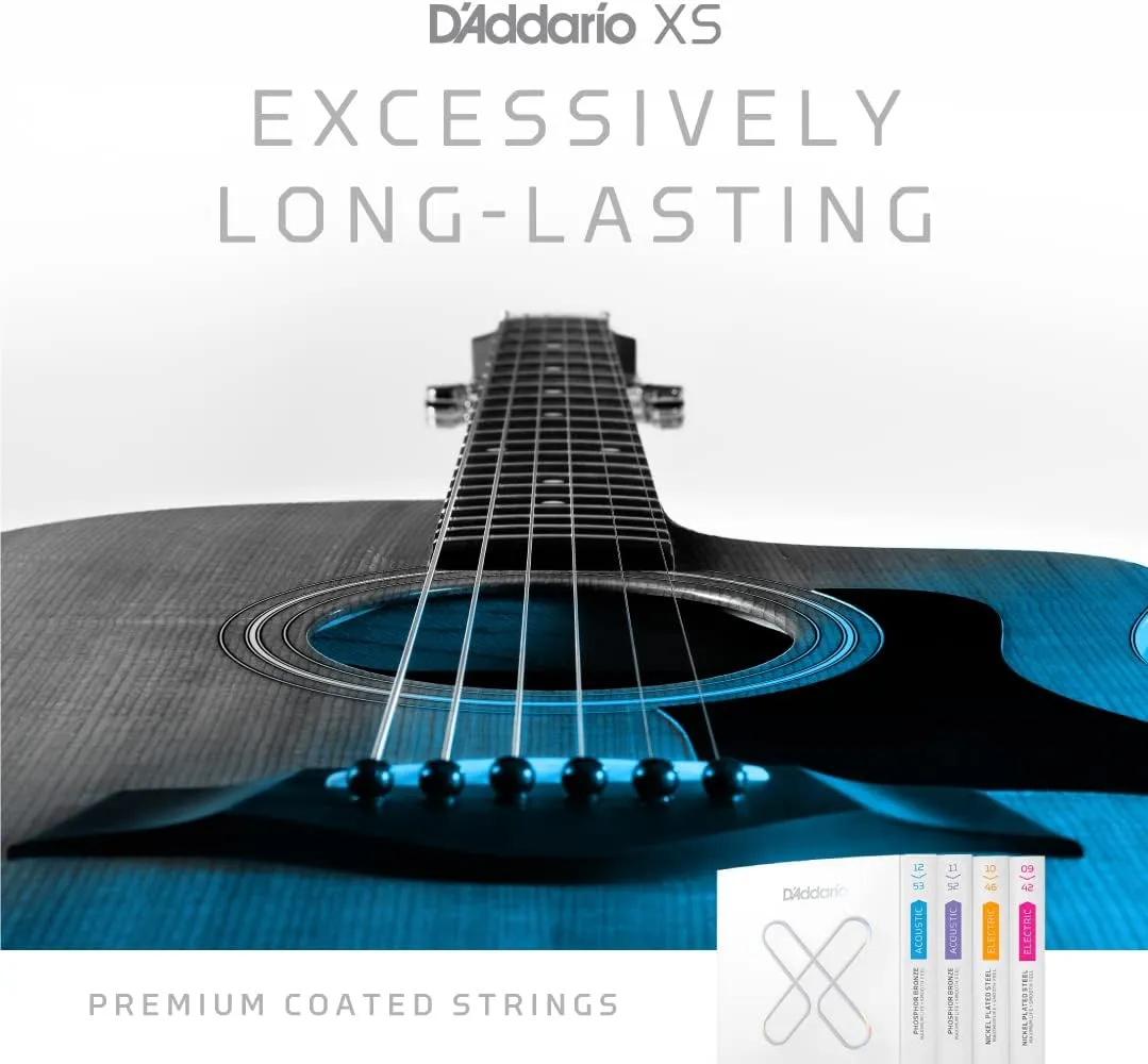 D'Addario Acoustic Guitar Strings, XS 80/20 Bronze Coated, XSABR1356-3P, Medium Gauge 13-56, 6-String Set, Pack of 3