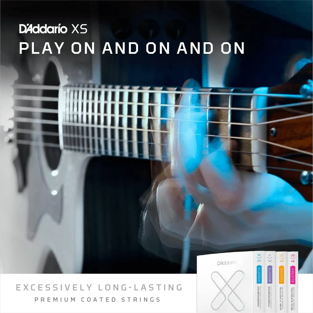 D'Addario Acoustic Guitar Strings, XS 80/20 Bronze Coated, XSABR1356-3P, Medium Gauge 13-56, 6-String Set, Pack of 3