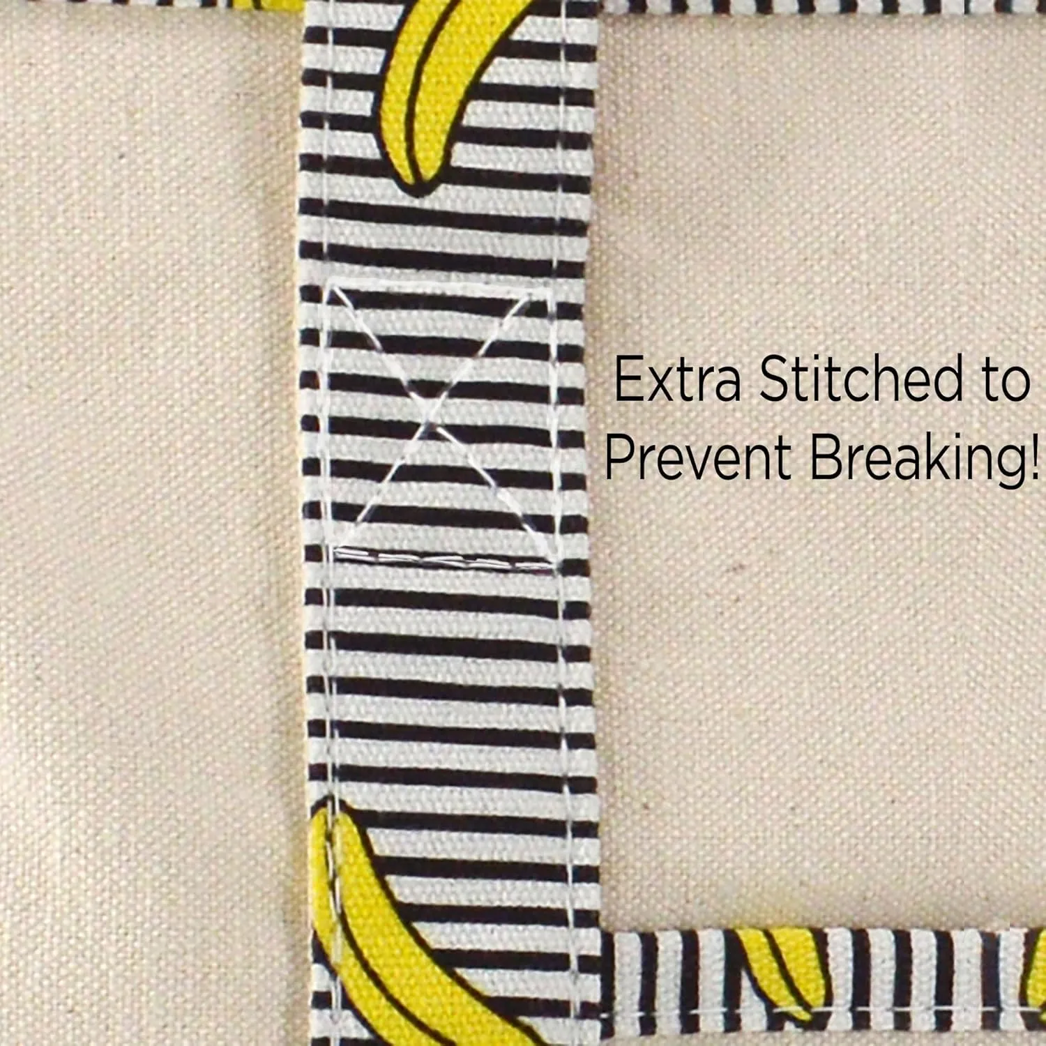 DALIX 22" Shopping Tote Bag in Heavy Cotton Canvas (Zippered Top) Striped Banana