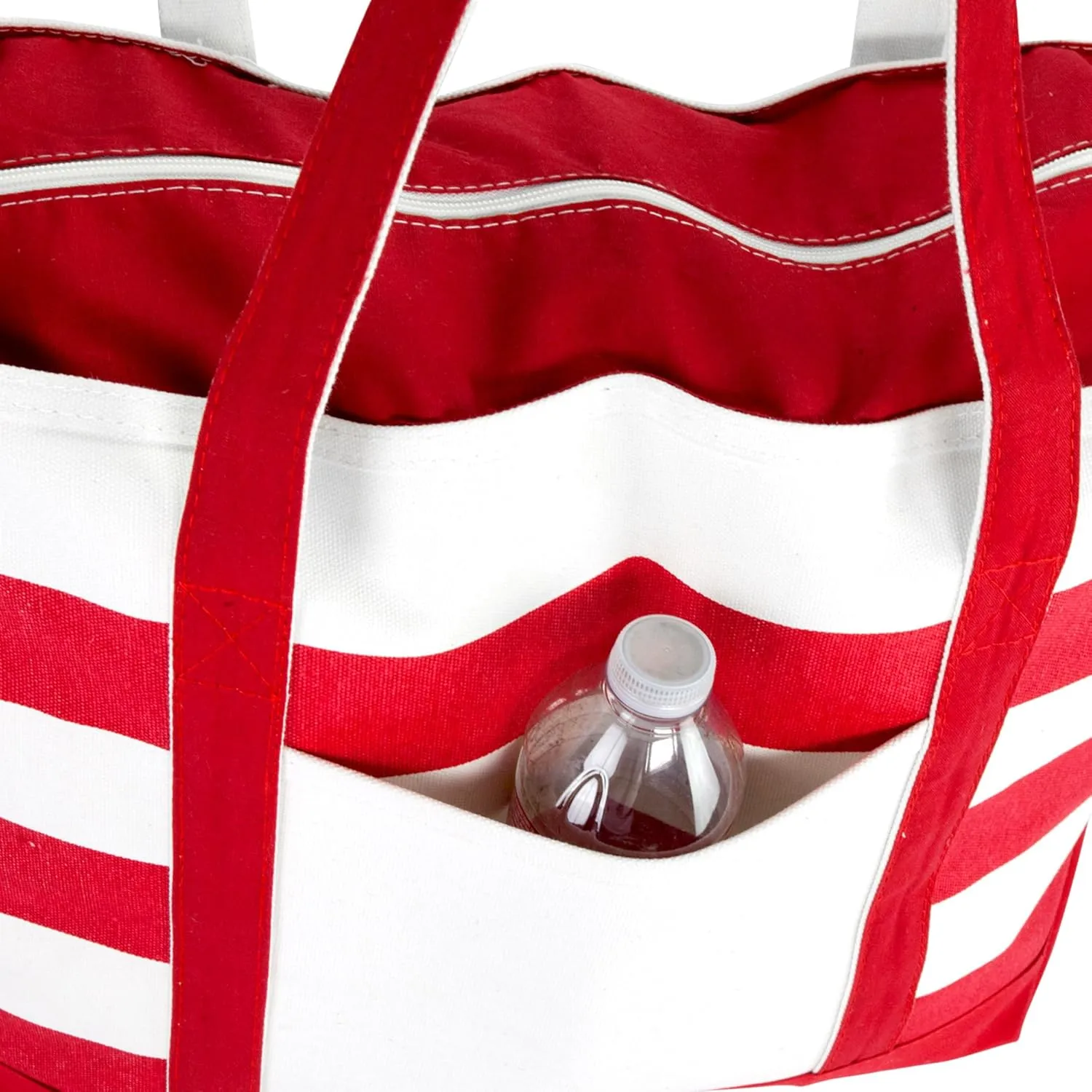 DALIX Beach Tote Bag Shoulder Bags Striped Monogrammed Red Ballent Letter A - Z