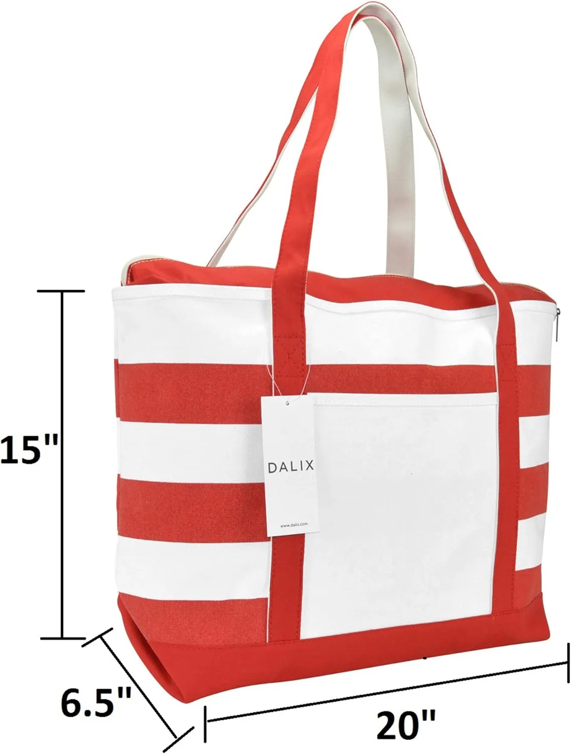 DALIX Beach Tote Bag Shoulder Bags Striped Monogrammed Red Ballent Letter A - Z