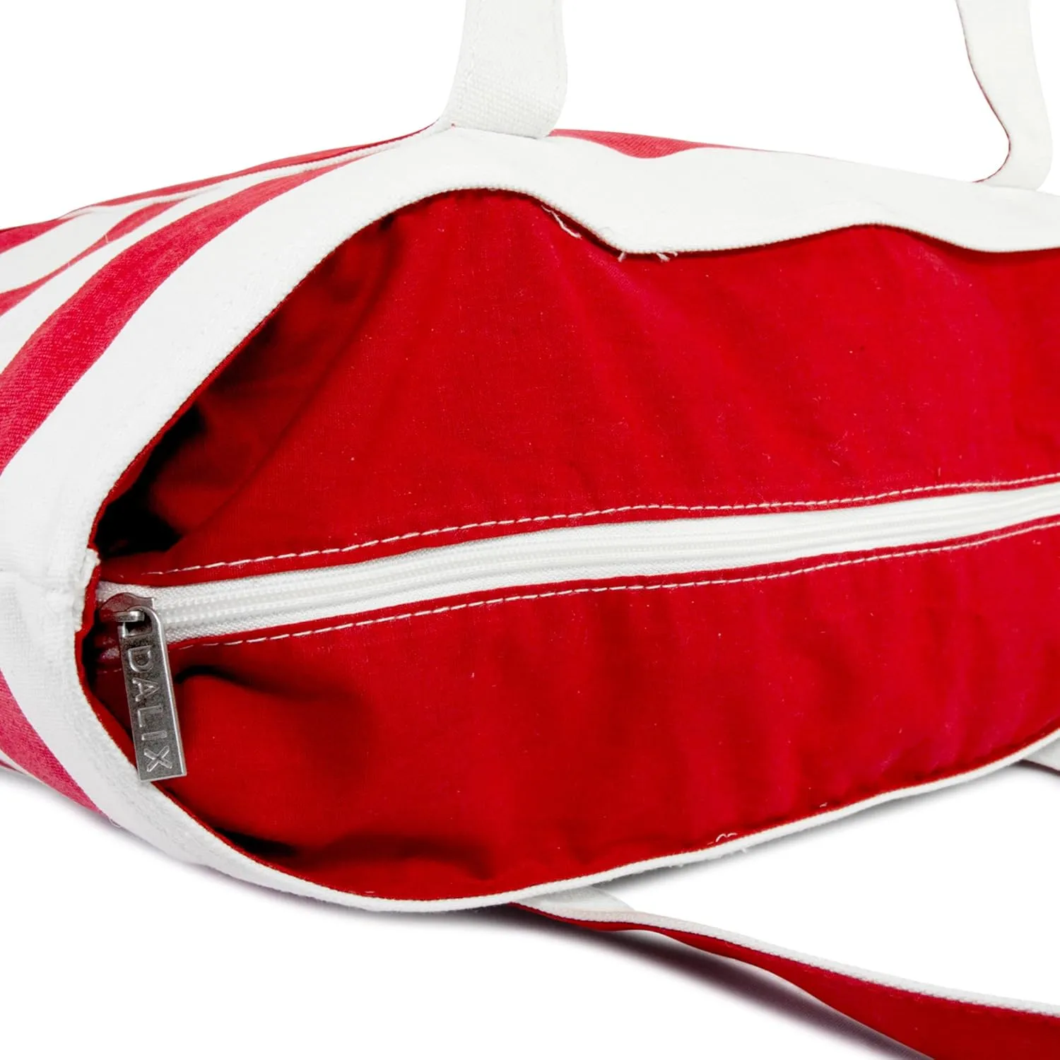 DALIX Beach Tote Bag Shoulder Bags Striped Monogrammed Red Ballent Letter A - Z