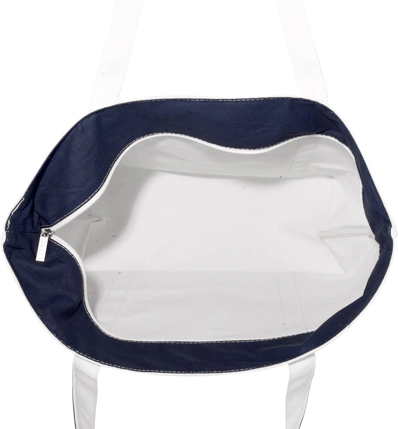 DALIX Premium Beach Bags Striped Navy Blue Zippered Tote Bag Monogrammed A - Z