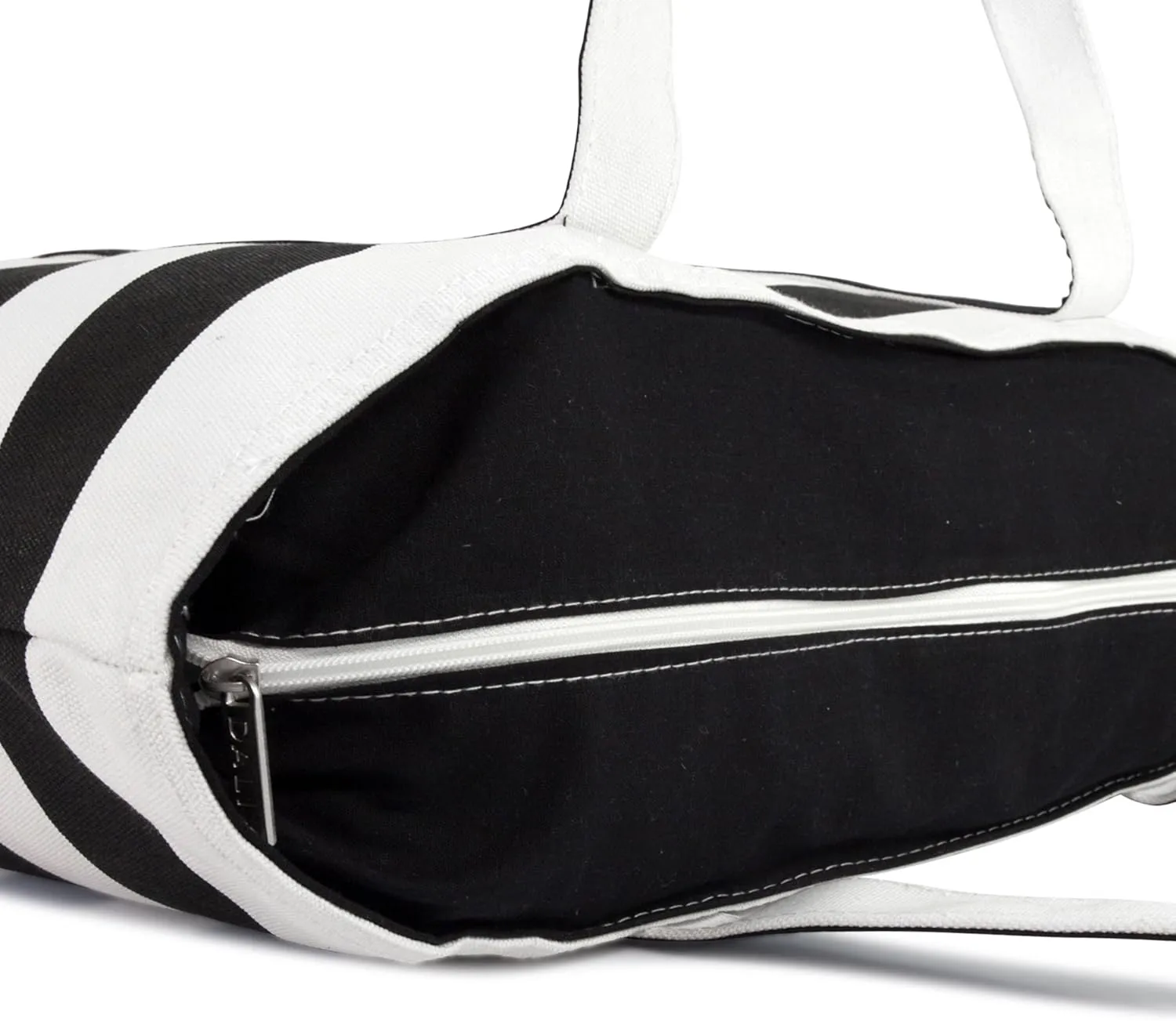 DALIX Striped Beach Bag Tote Bags Canvas Personalized Black Ballent Letter A - Z