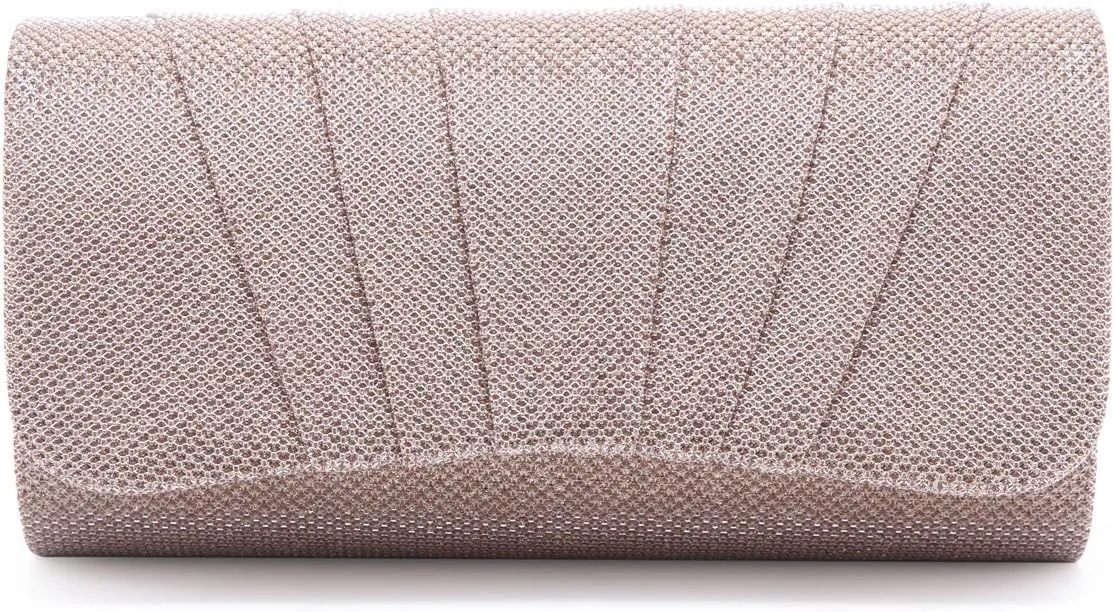 Damara Womens Perfectly Pleated Clutch Party bags (Champagne)