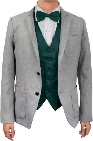 Dan Smith Men's Fashion Italy Series Plain Microfiber Fashion Vest Matching Bow Tie With Bags