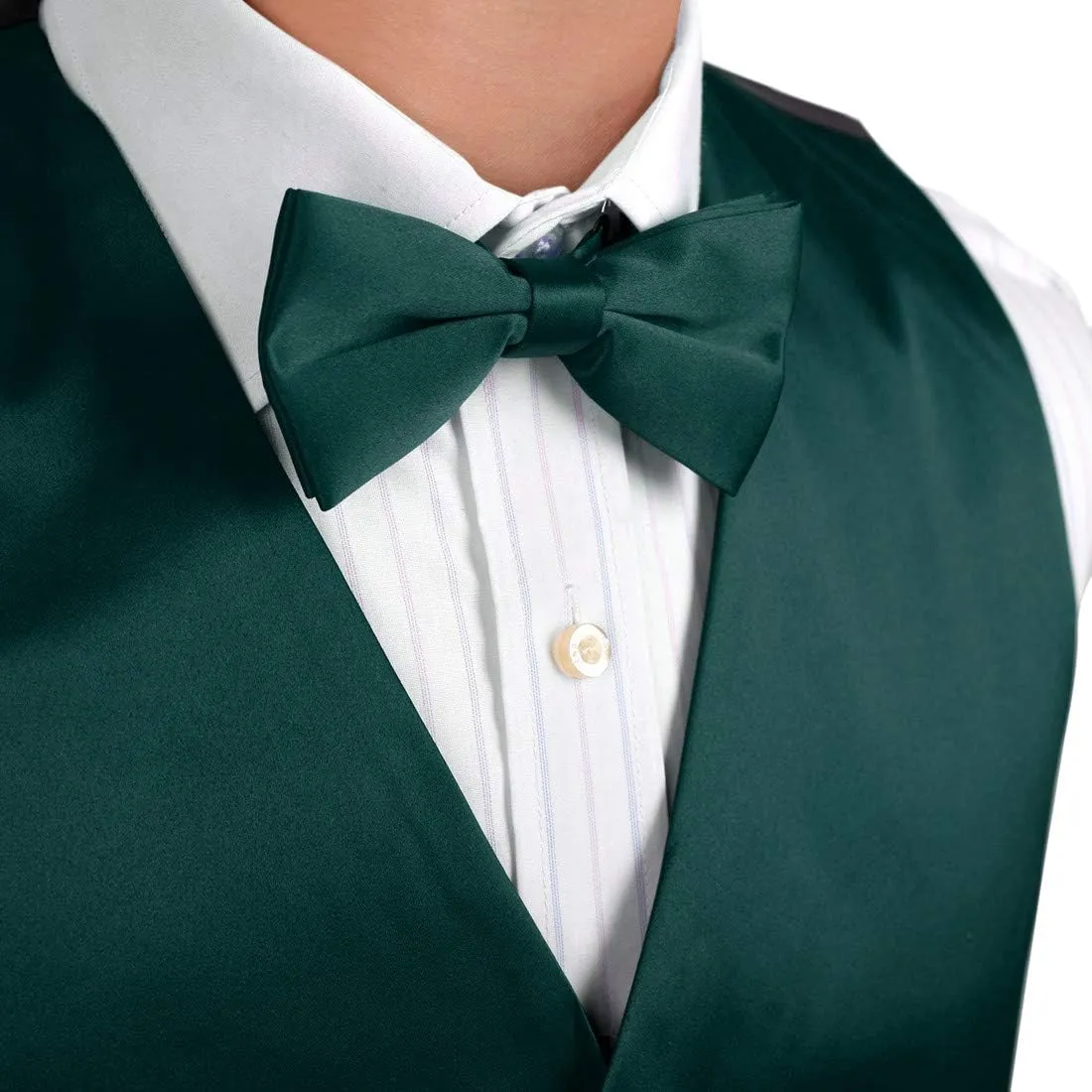 Dan Smith Men's Fashion Italy Series Plain Microfiber Fashion Vest Matching Bow Tie With Bags