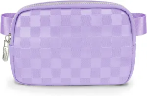 DANCOUR Purple Checkered Belt Bag – Leather Crossbody Fanny Pack for Women, Stylish Waist Bag, Trendy Cross Body Bag, Fashionable Fanny Pack for Travel, Everyday, and On-the-Go Looks