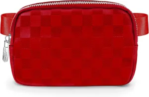 DANCOUR Red Checkered Belt Bag – Leather Fanny Pack Crossbody, Stylish Waist Bag for Women, Trendy Crossbody Fanny Pack, Cute Cross Body Bag for Everyday Travel & Fashion