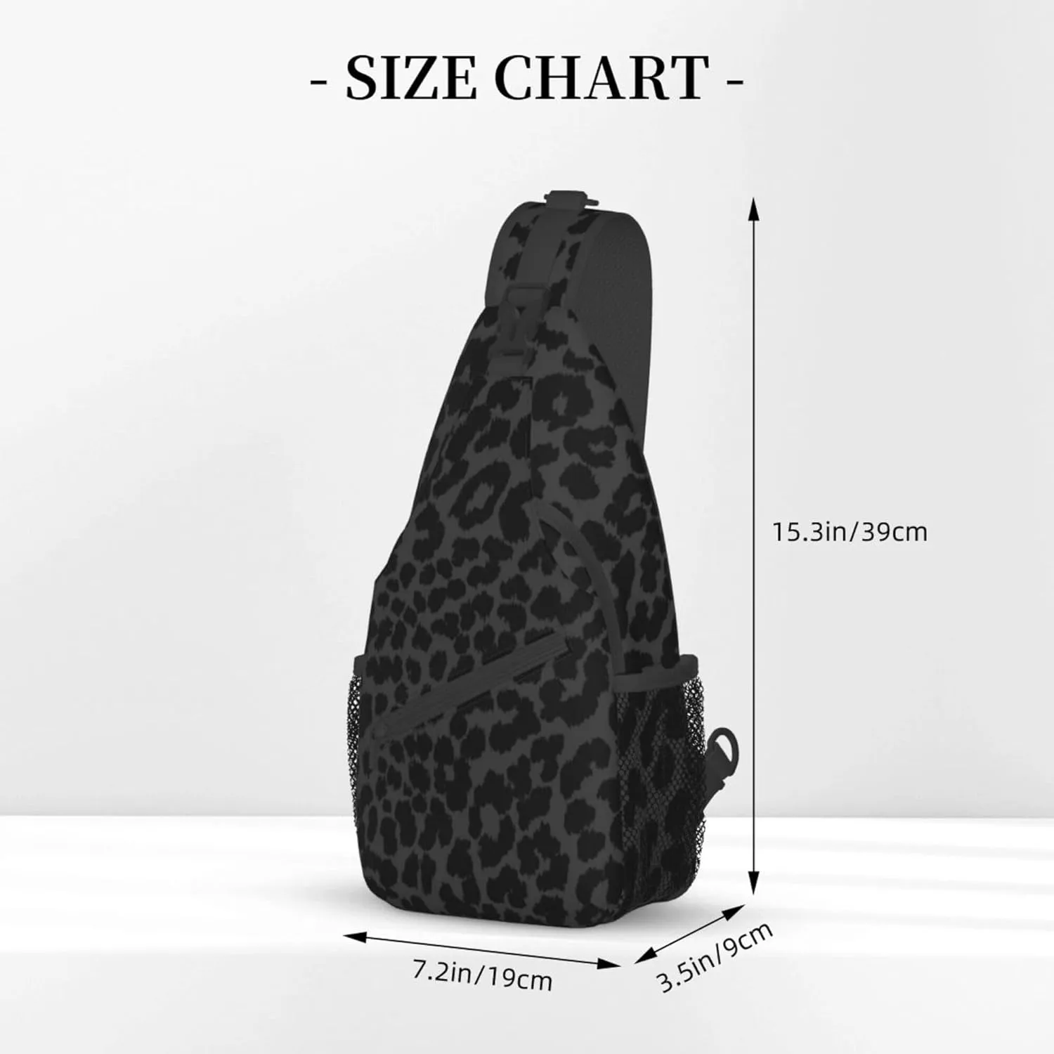 Dark Gray Black Leopard Cheetah Print Sling Bag Water Resistant Crossbody Personal Pocket Bag Lightweight Chest Shoulder Backpack For Travel Hiking