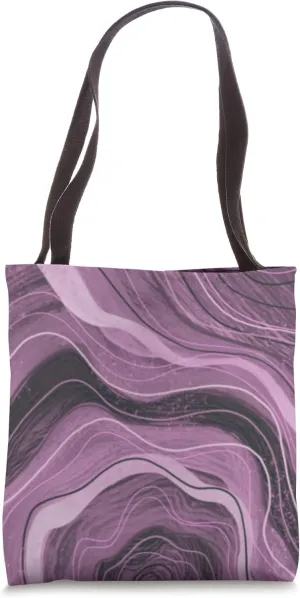 Dark Purple Striped Topography Abstract Waves Tote Bag