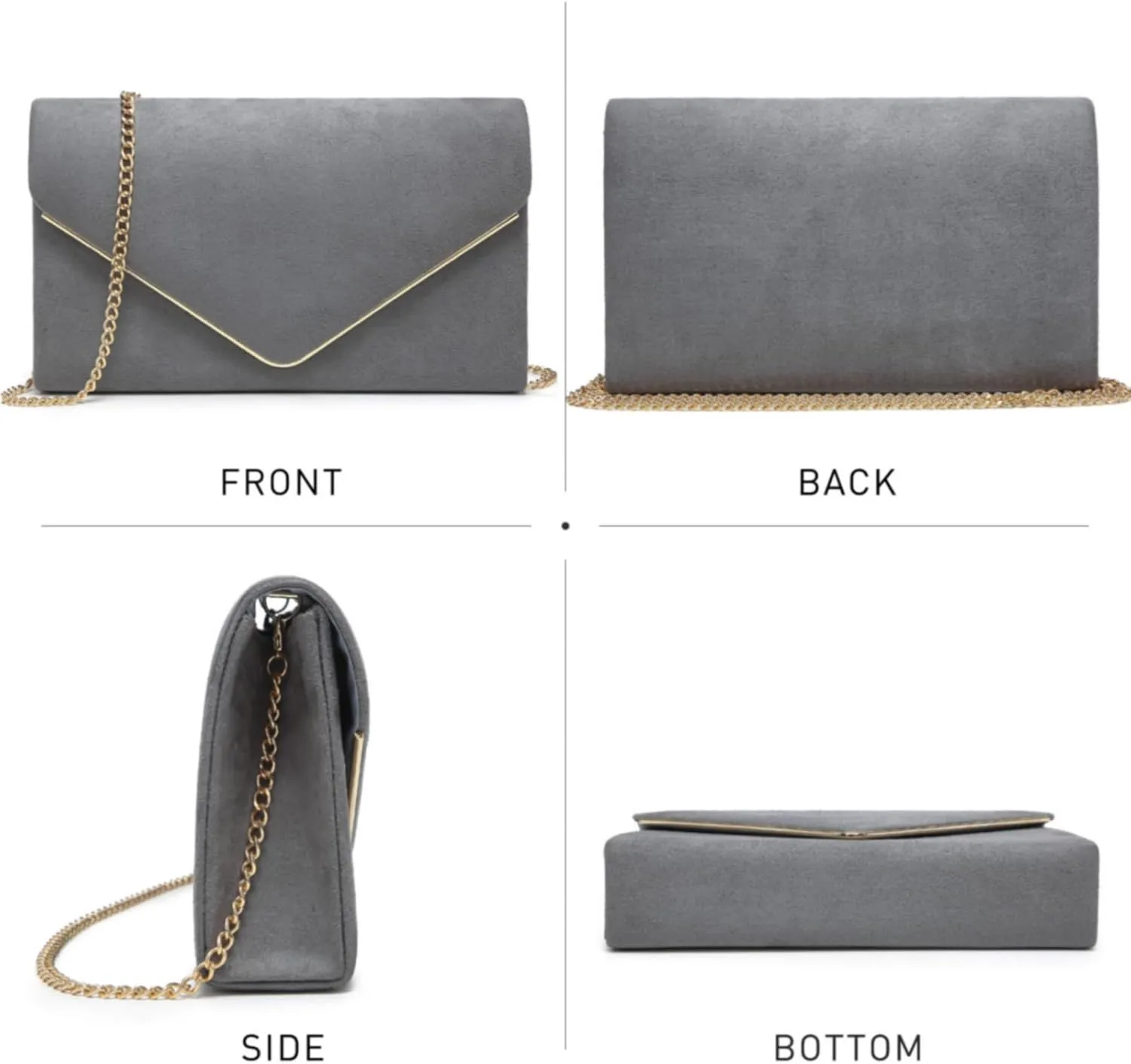 Dasein Women Faux Suede Evening Clutch Bags Formal Party Clutches Wedding Purses Cocktail Prom Clutches