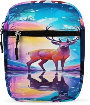 Deer Moon Night Crossbody Bag Sling Bag Fanny Pack Cross Body Fashion Waist Packs Belt Bag with Adjustable Strap